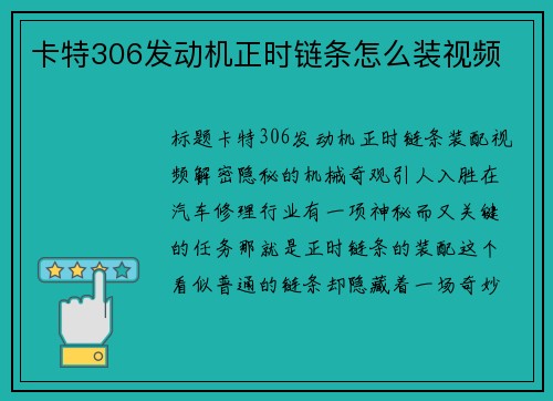 卡特306发动机正时链条怎么装视频